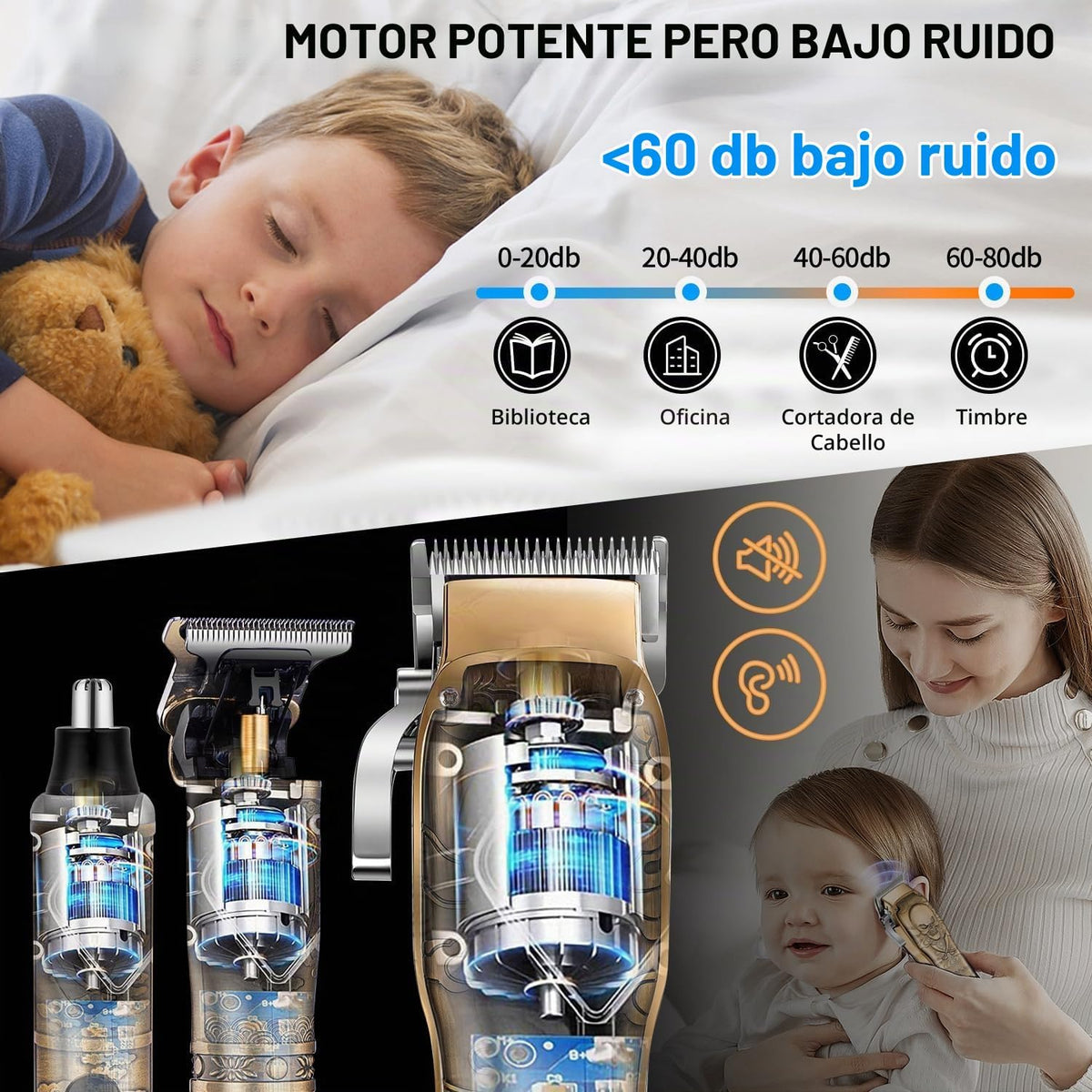 Roziapro Cortadora de pelo profesional para hombres, recortadora de...