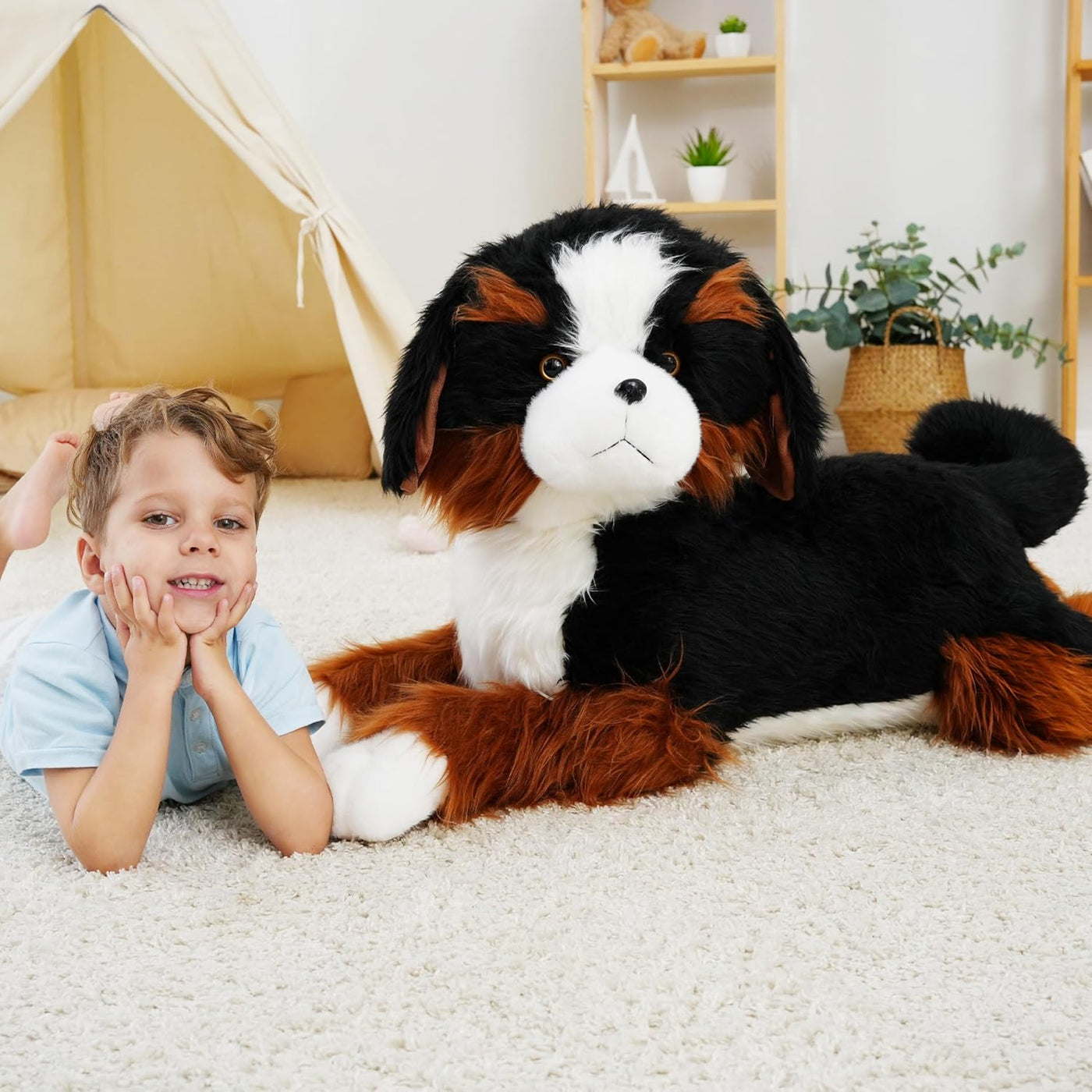 AmyToo Animales de peluche para perros gigantes, peluche suave y gr...