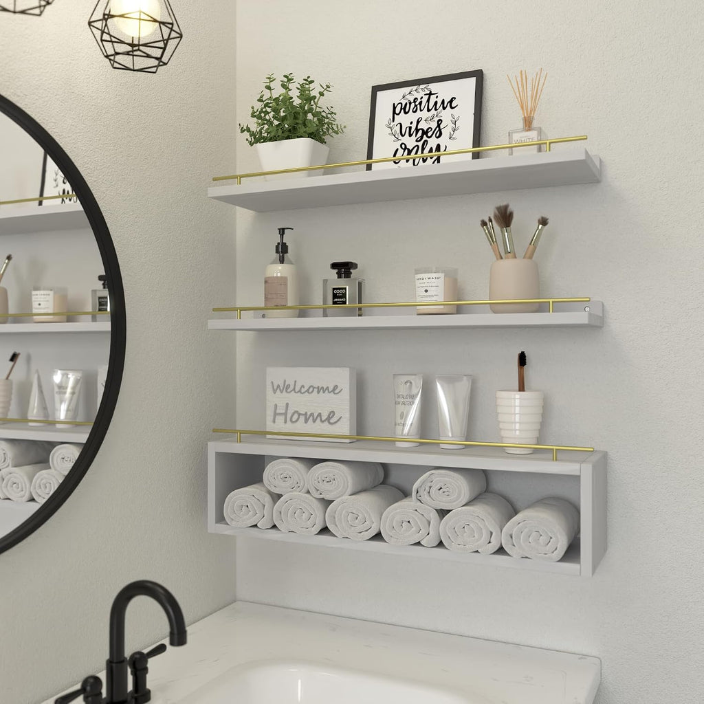 WOPITUES Estantes flotantes para pared de 24 pulgadas con estante d...