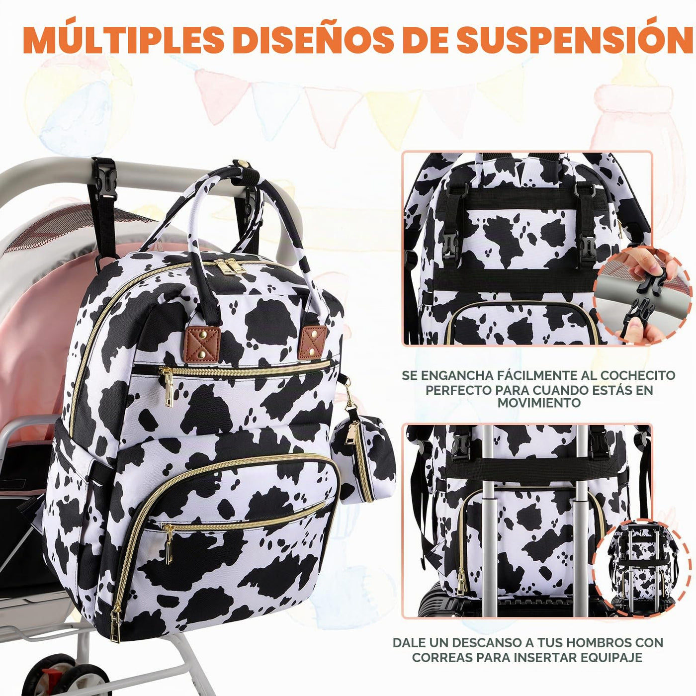 Tenot Mochila para pañales de bebé, bolsas de pañales de viaje para...