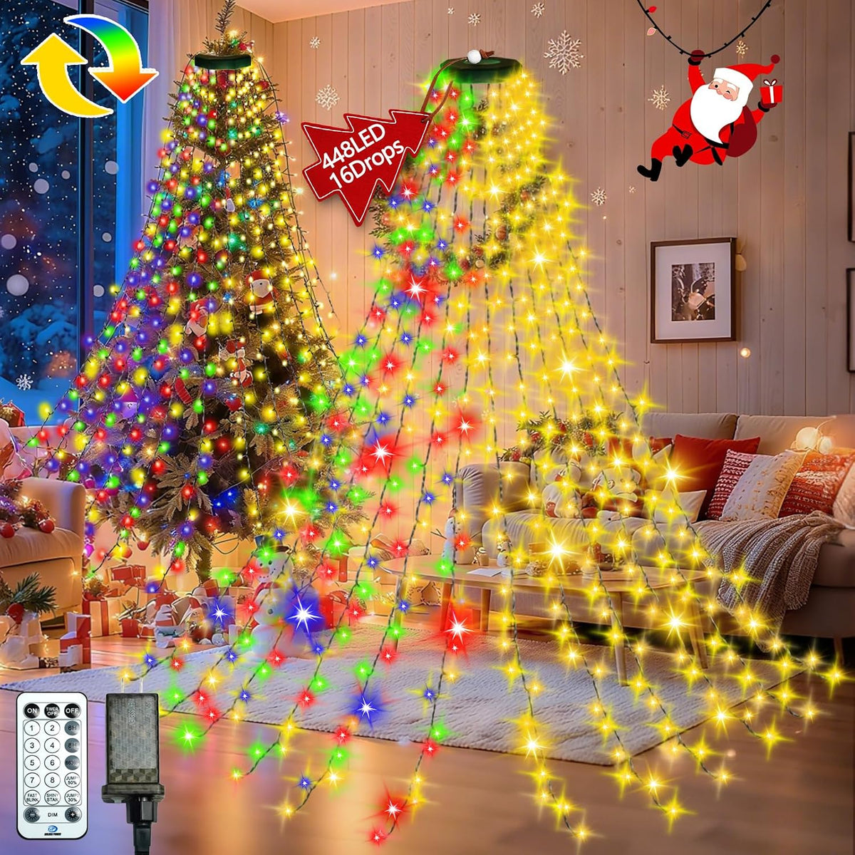 LORRYTE Luces para árbol de Navidad para interiores con control rem...