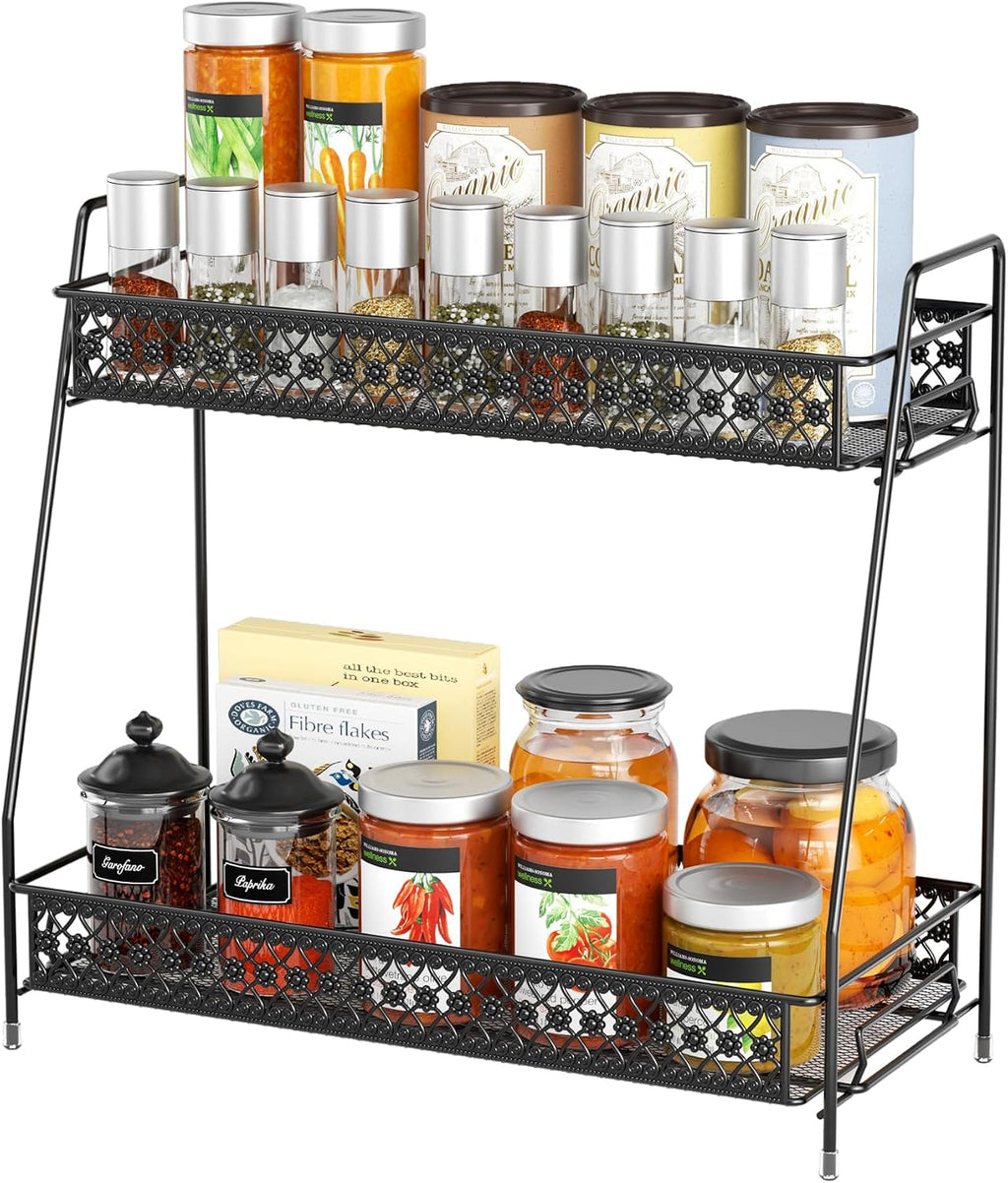SILUB Organizador de especias vintage de 2 niveles para encimera de...