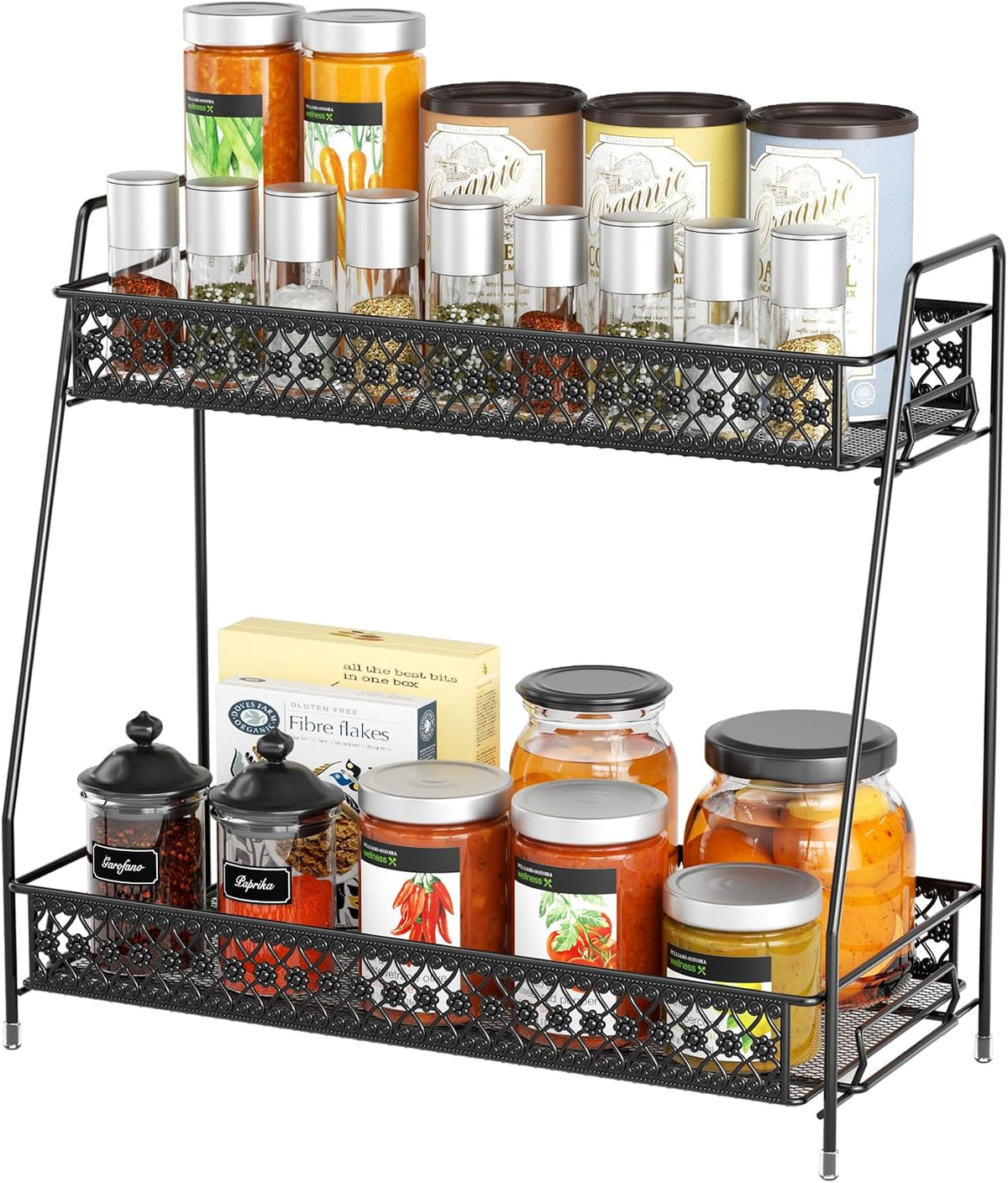 SILUB Organizador de especias vintage de 2 niveles para encimera de...