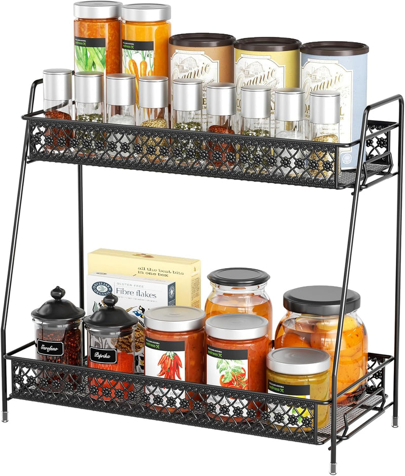 SILUB Organizador de especias vintage de 2 niveles para encimera de...