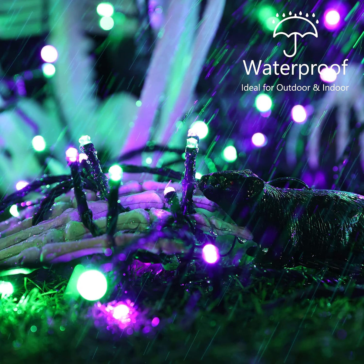 Brizled Luces de Halloween moradas y verdes, 78.74 pies 240 LED Cad...