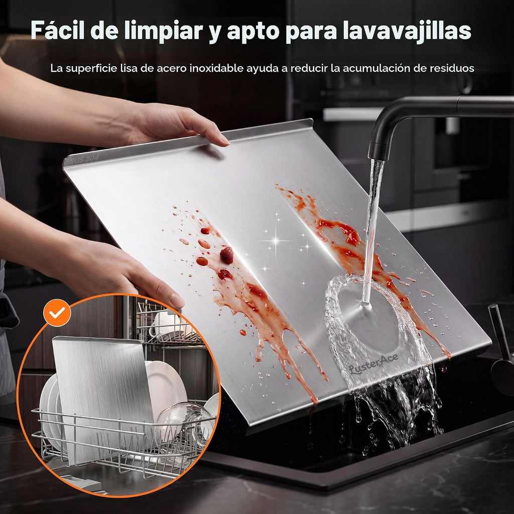 Tabla de cortar de acero inoxidable 304 con borde, tablas de cortar...