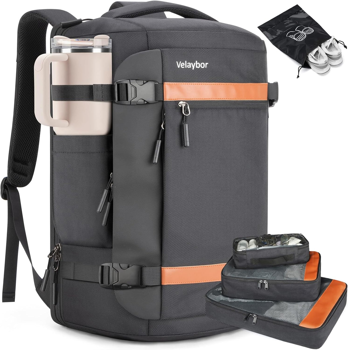 Mochila de viaje Velaybor 42L con 4 cubos de embalaje, bolsa de man...