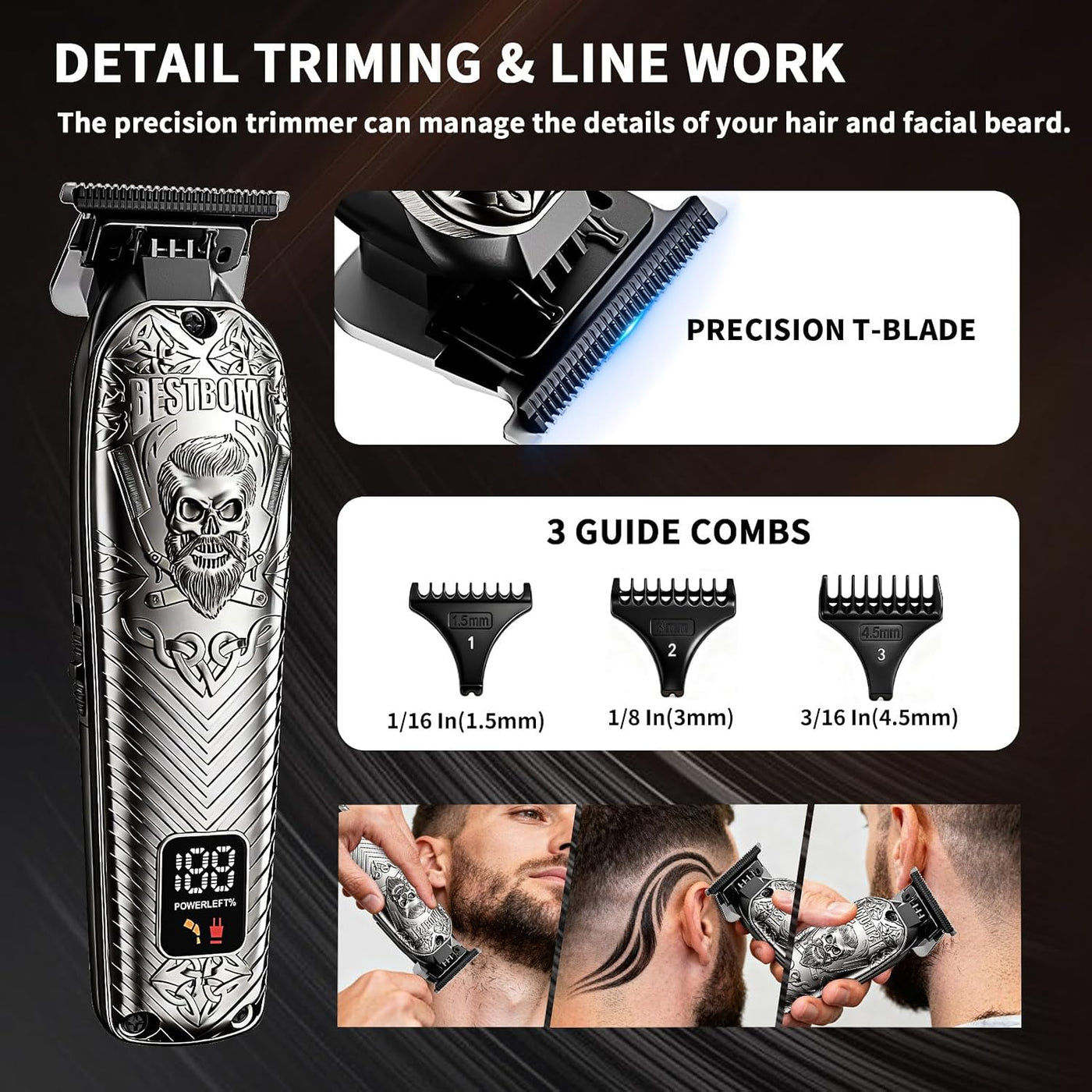 BESTBOMG Profesional cortapelos inalámbricos para hombres y recorta...