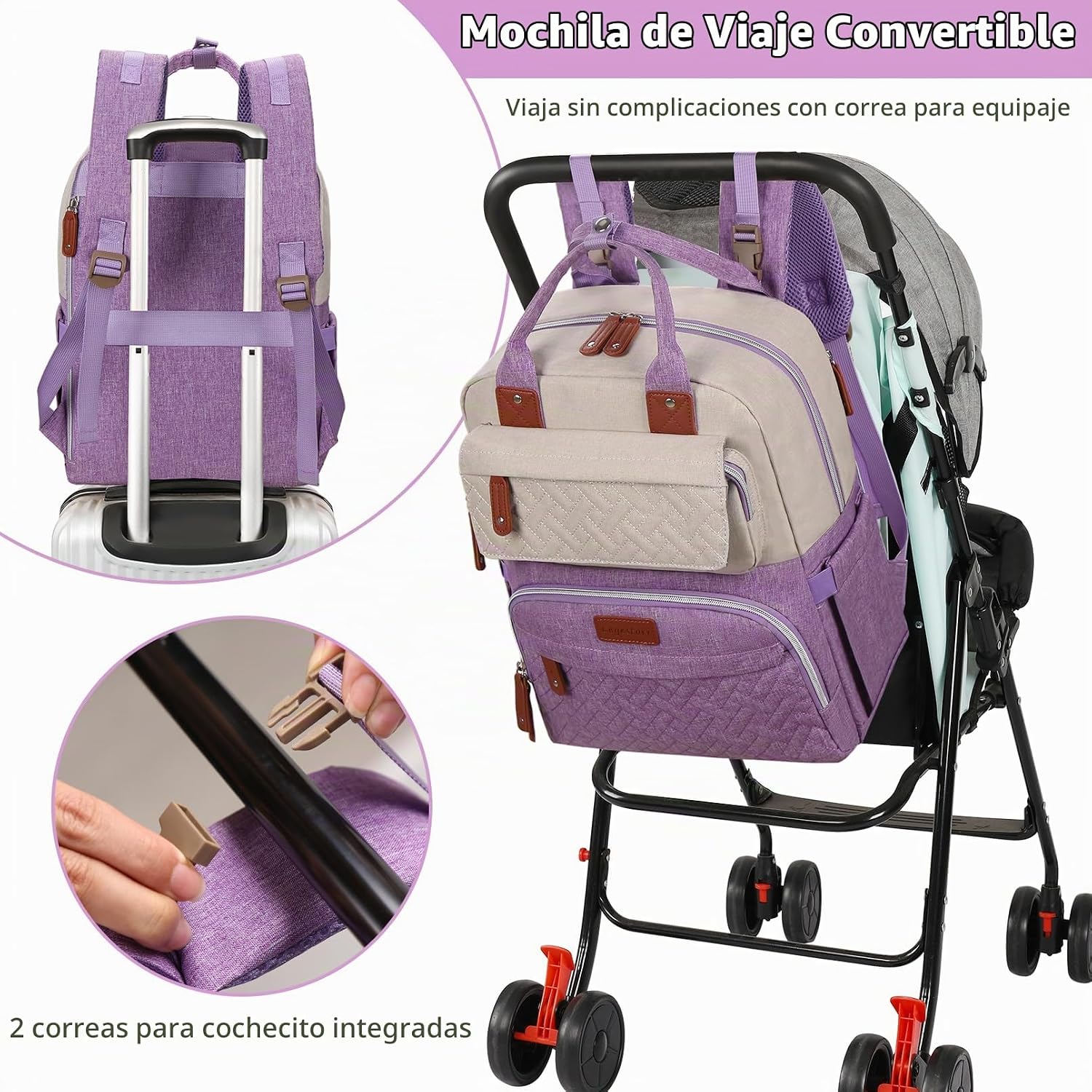Mochila para pañales, bolsas de bebé unisex grandes para niños y ni...