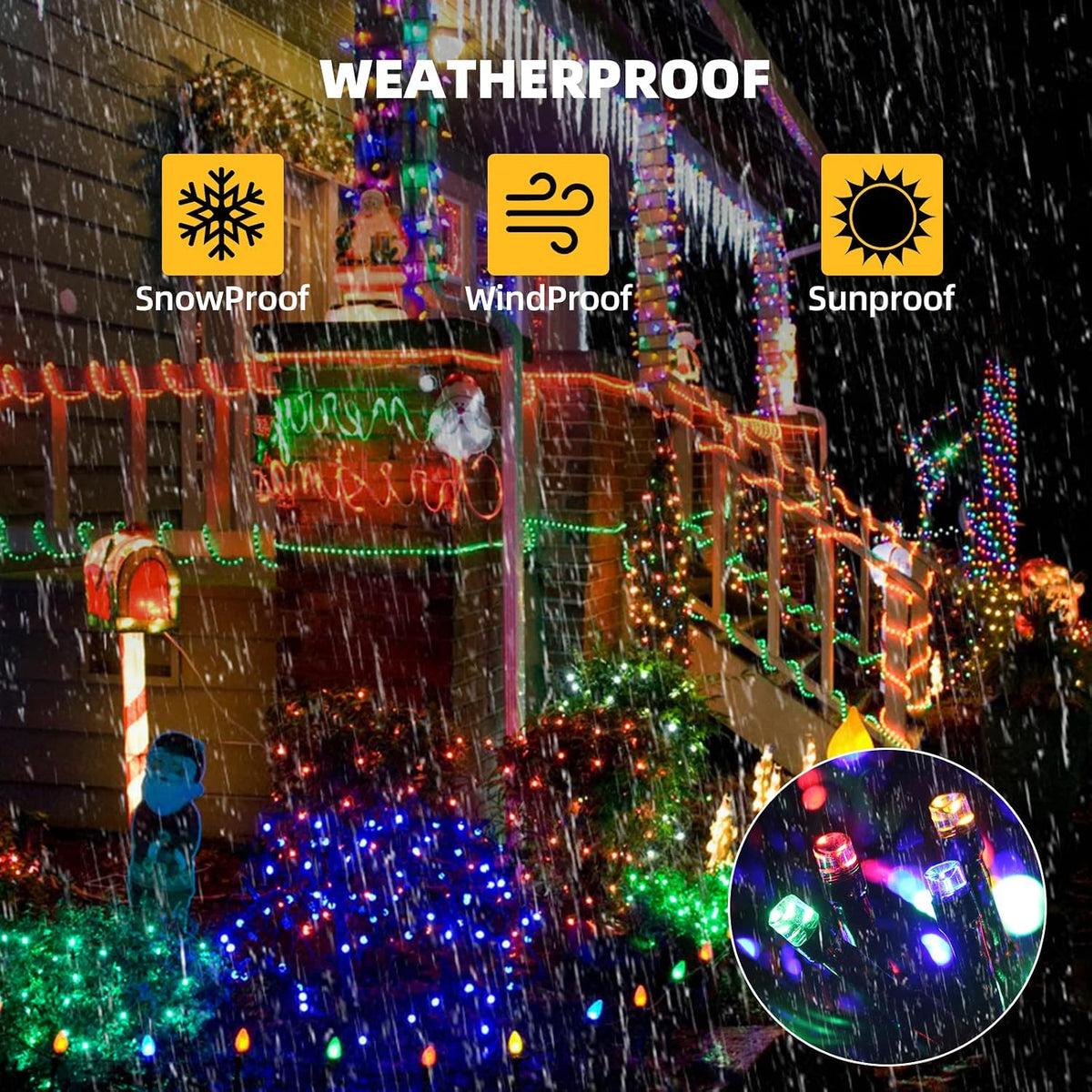 VTECHOLOGY 500 LED Multicolor Luces de Navidad Árbol de Navidad Luz...
