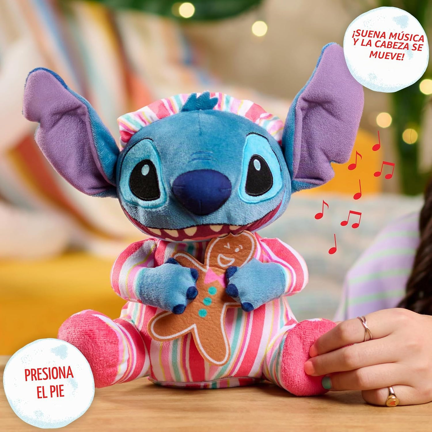 Disney Stitch Animal de peluche con función navideña de 10 pulgadas...