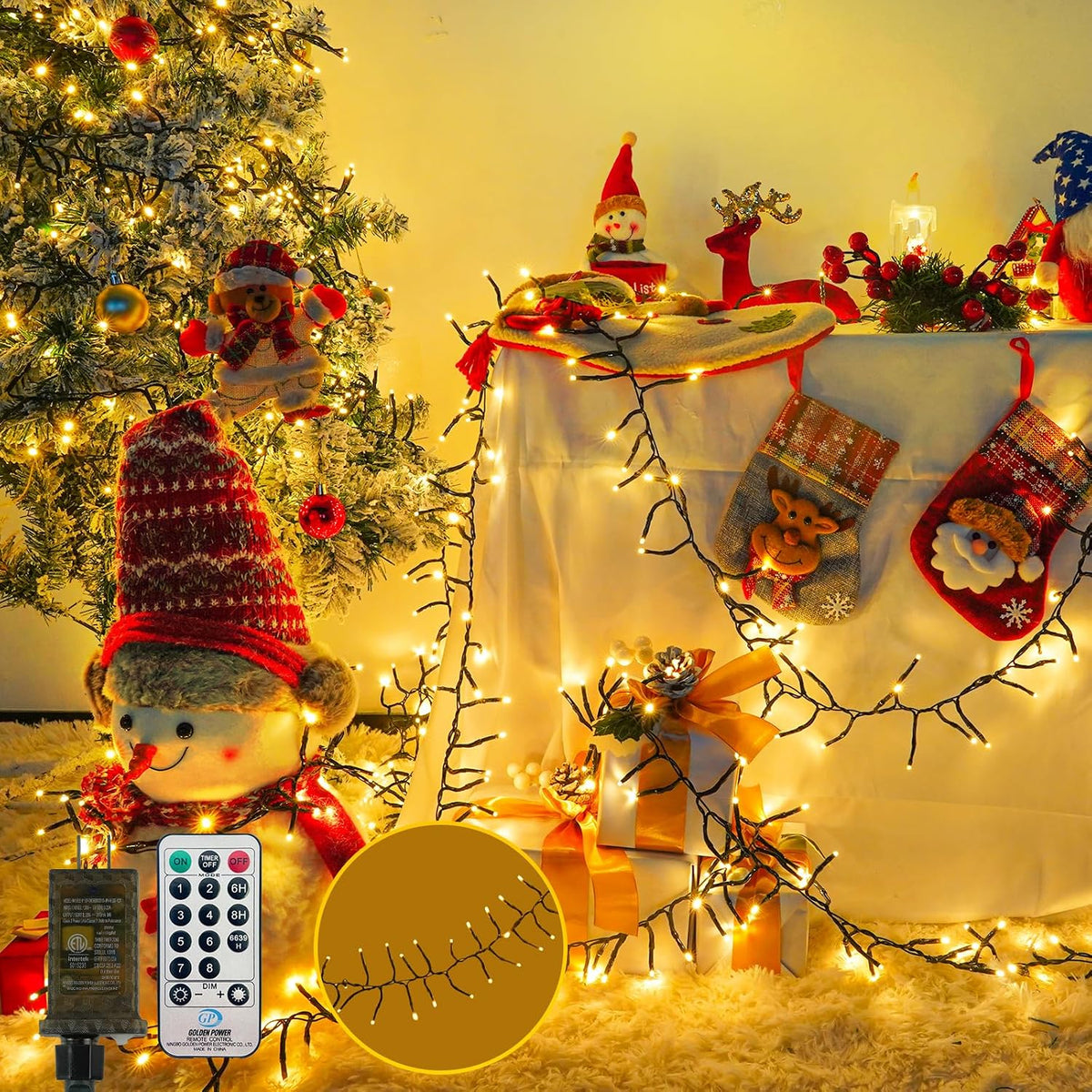 BHCLIGHT Luces de Navidad en racimo de 1500 LED de 75 pies con cont...