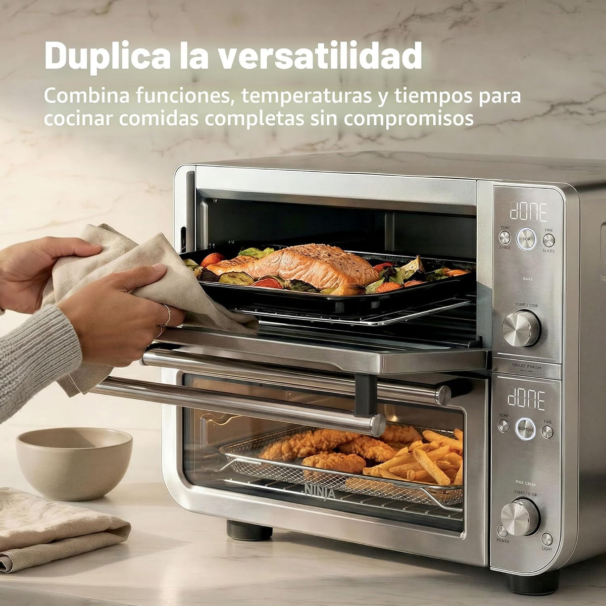 Ninja Horno doble Pro Smart XL, 12 en 1, plateado, DCT821 | Horno s...