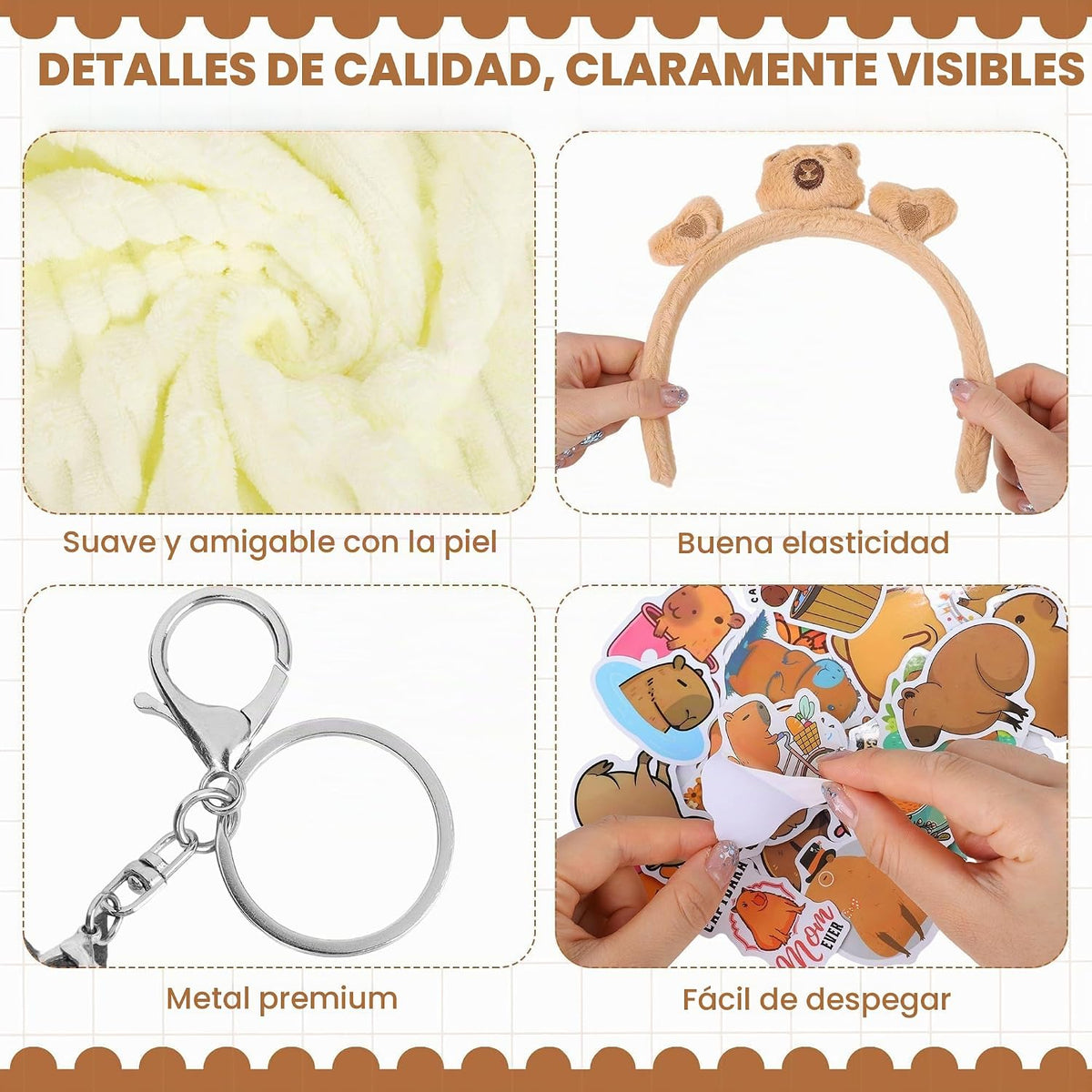 Aodaer Set de 75 piezas de juguete de peluche de capibara con llave...