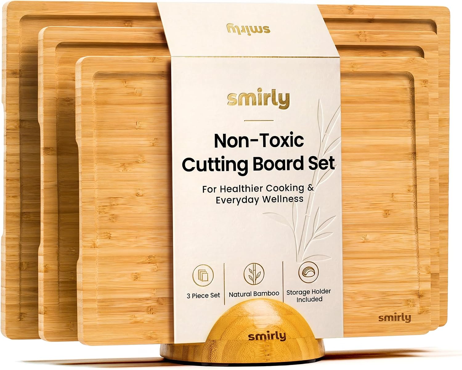 SMIRLY Tablas de Cortar de Madera para Preparación de Comidas y Ser...