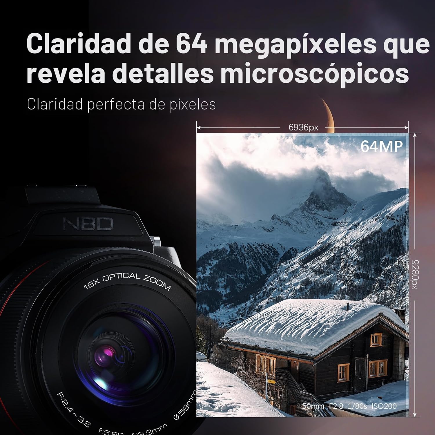 Cámara digital de 8K y 64MP para fotografía, zoom de 48X (óptico 16...