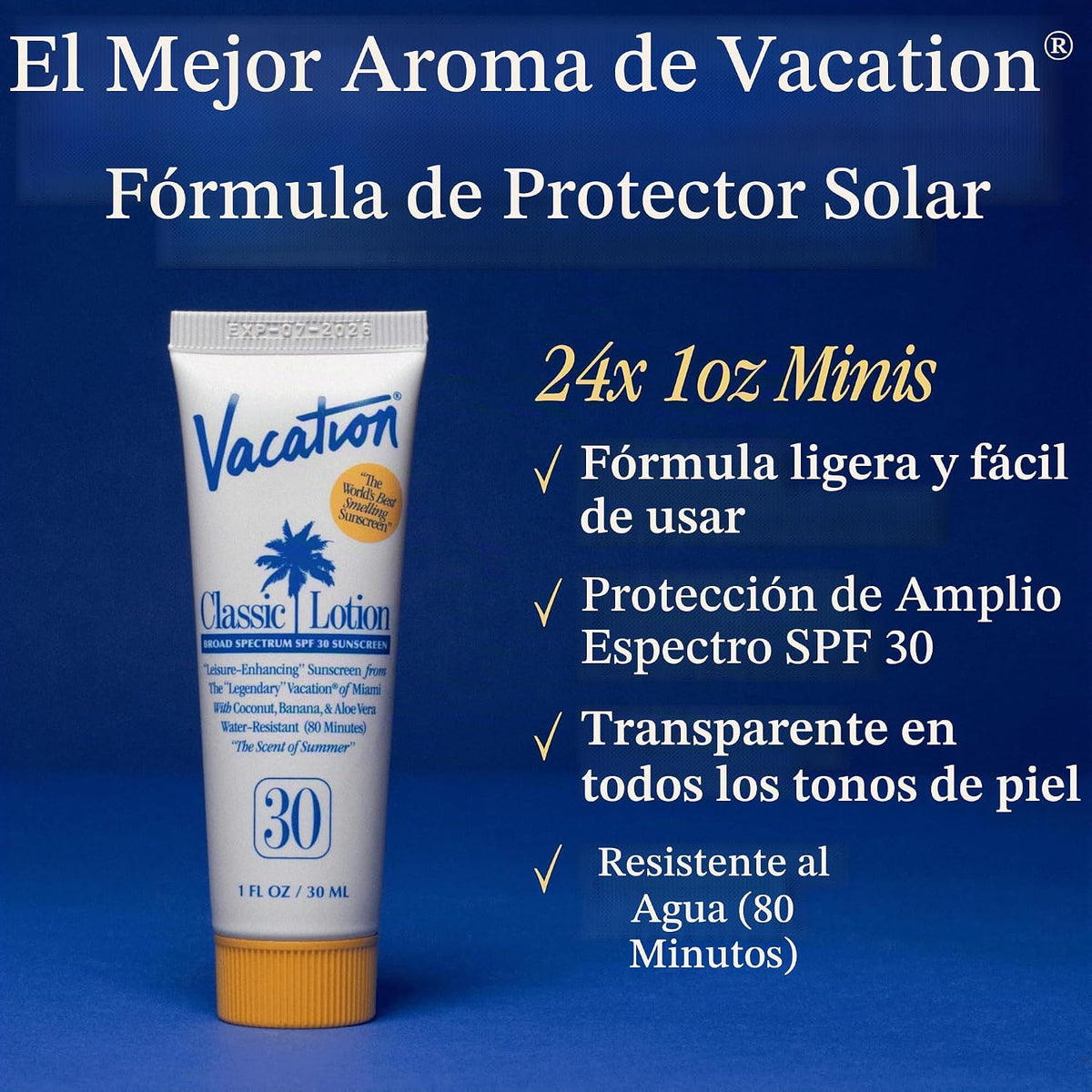 Vacation Mini Classic SPF 30 Loción de protección solar, 1 onza líq...