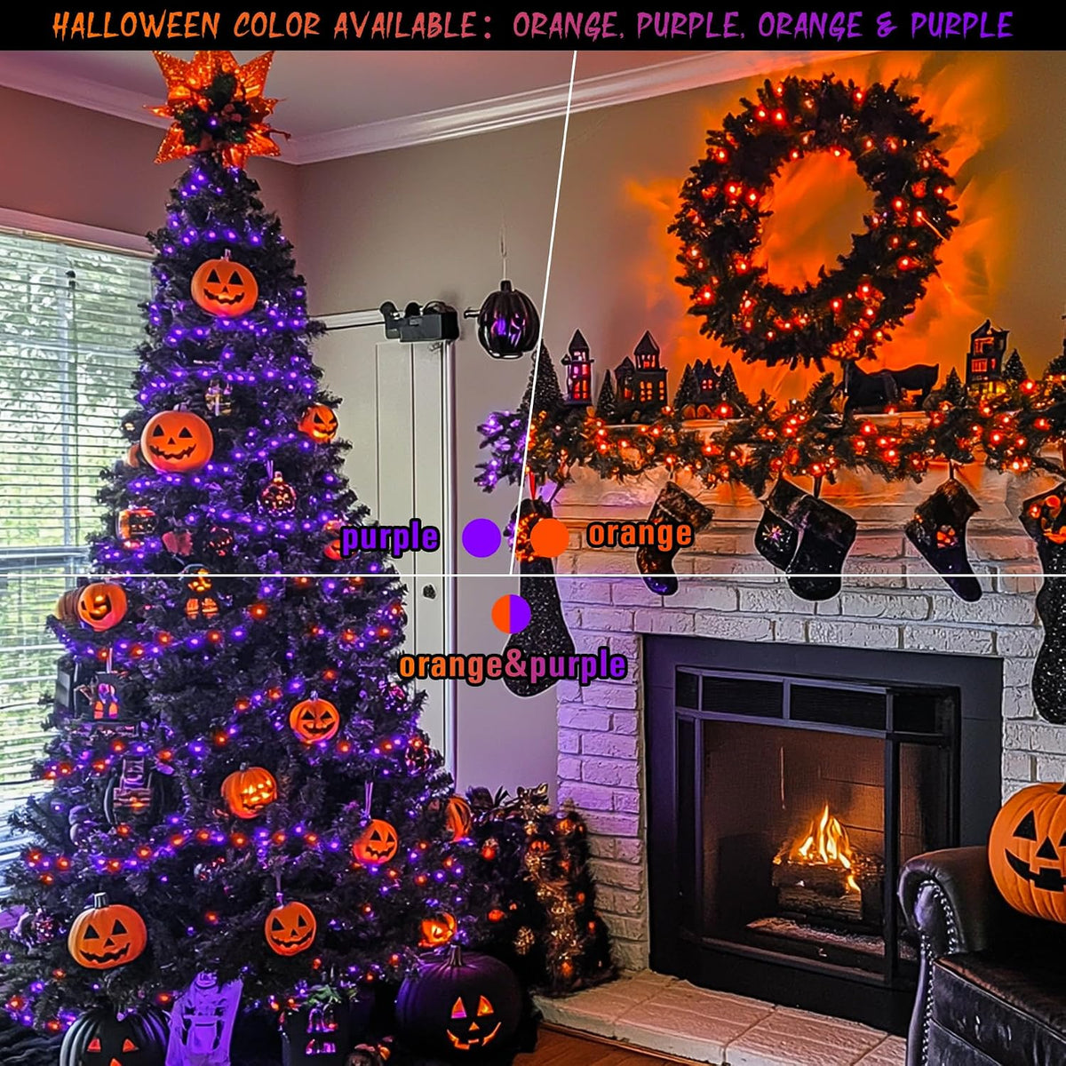 JMEXSUSS Tira de luces de decoración de Halloween, 200 luces LED de...