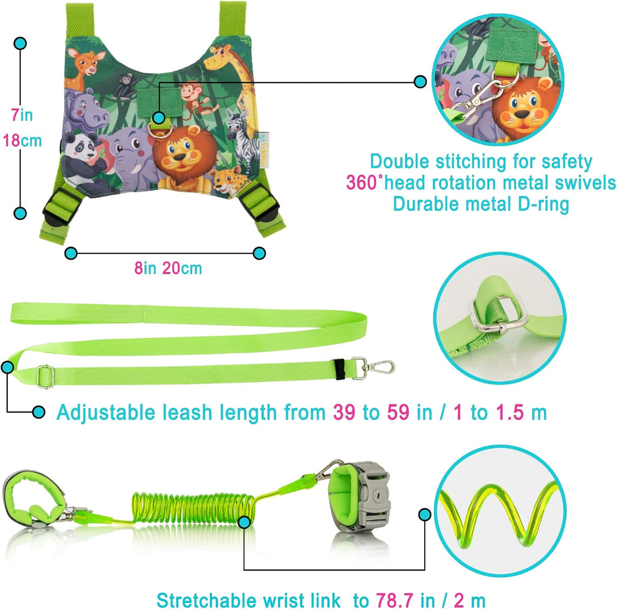HappyVk -Correa para niños pequeños- Arnés para bebé Enlace de muñe...