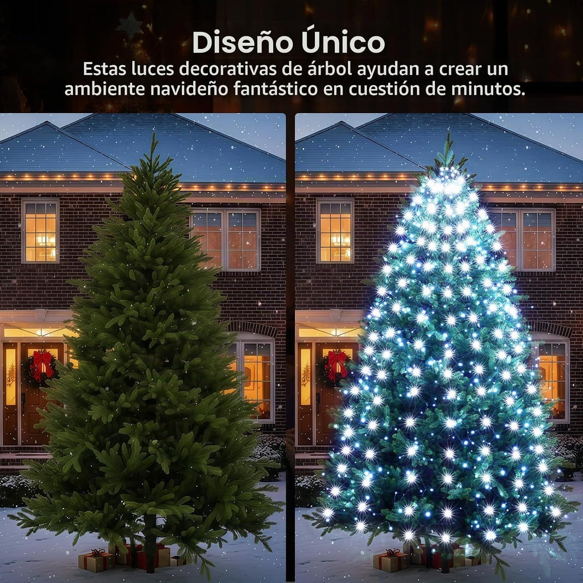 Meknow Luces blancas para árbol de Navidad, luces de Navidad para i...