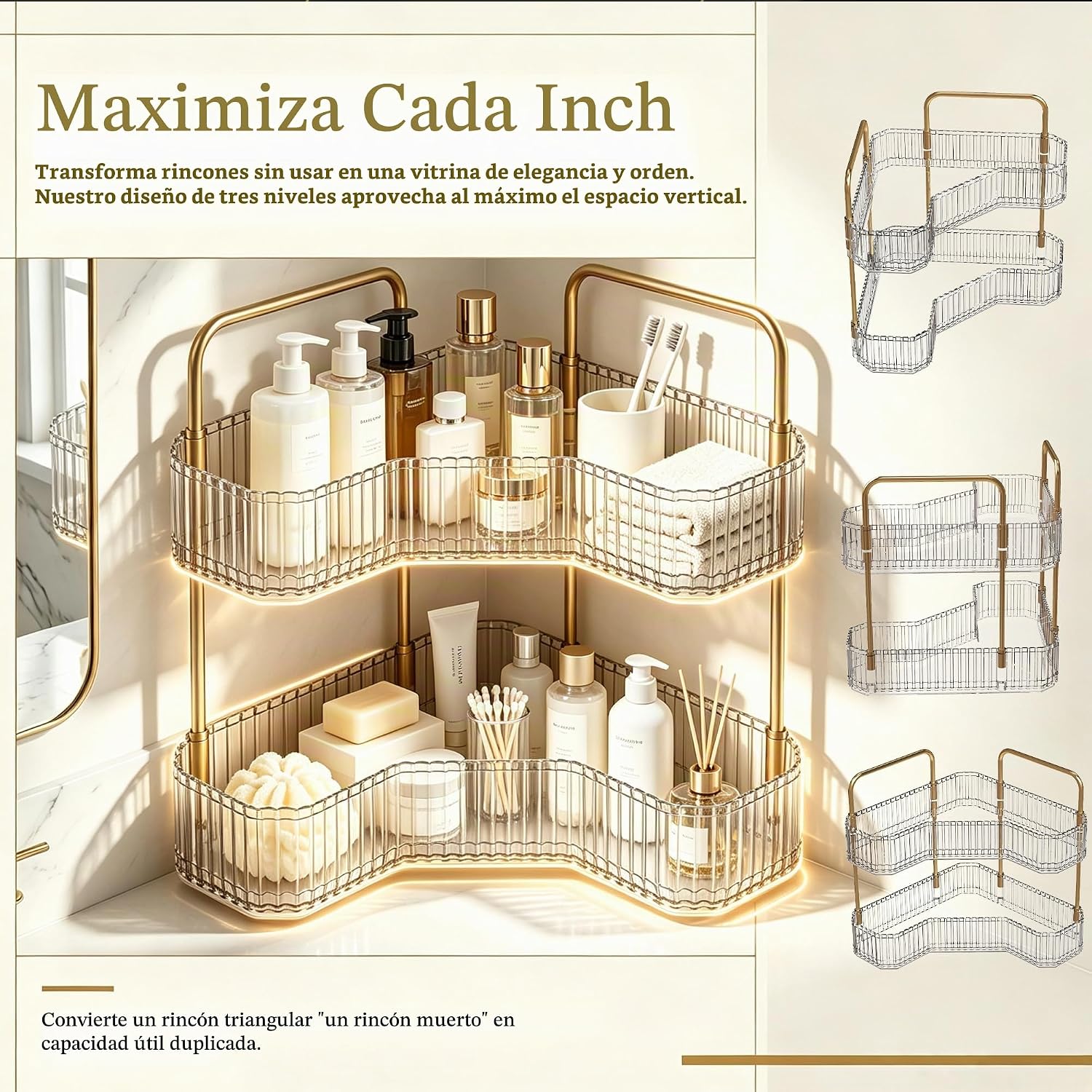 Organizador de baño esquinero de 2 niveles, estante para mostrador...