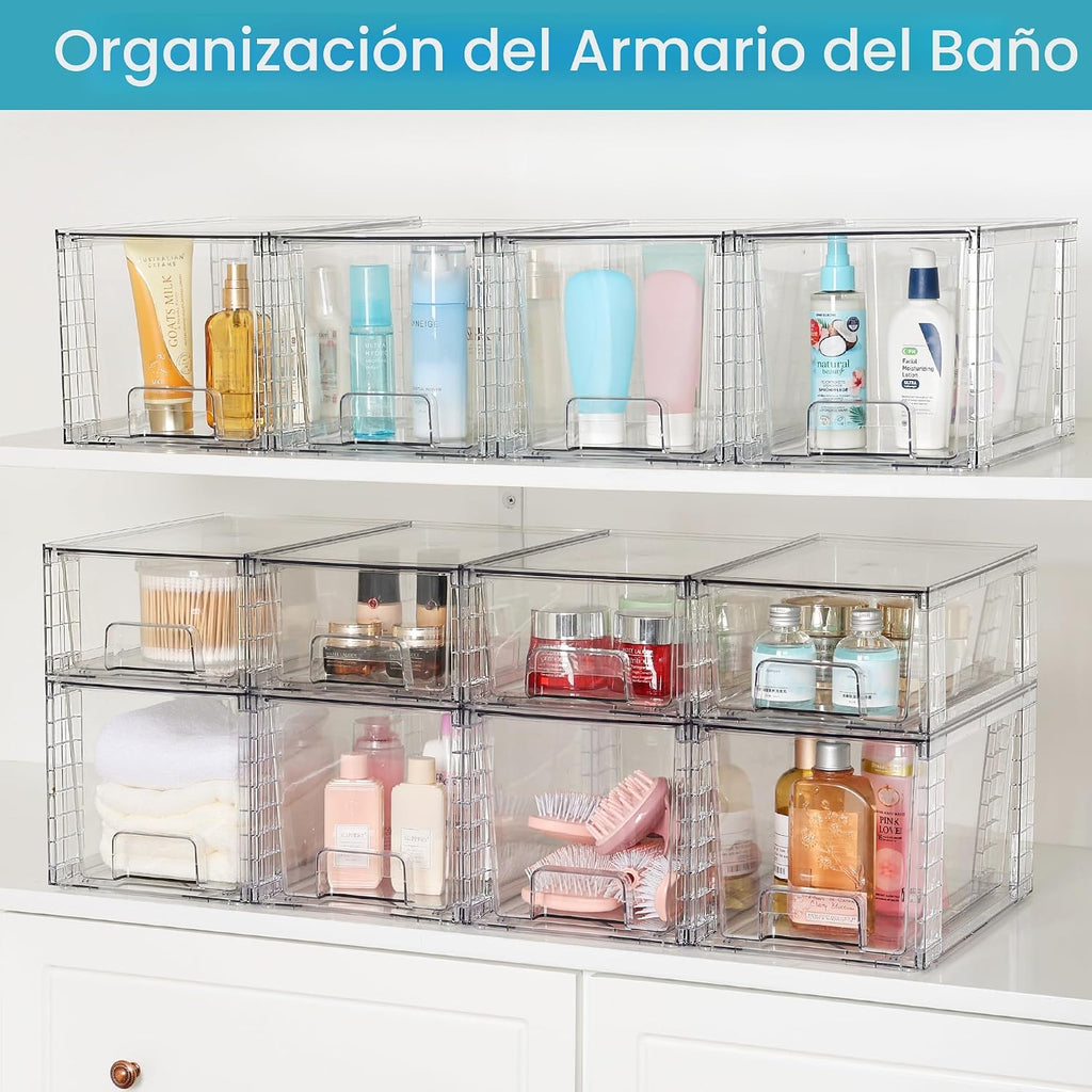 Vtopmart Paquete de 4 cajones grandes apilables de almacenamiento,...
