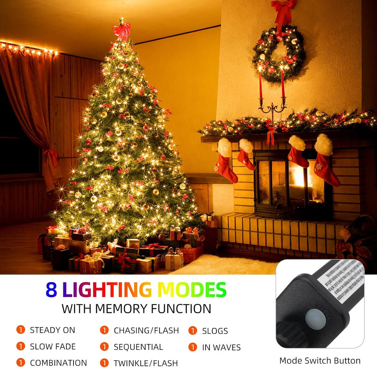 MZD8391 1000 luces LED de Navidad de 328 pies para interiores y ext...