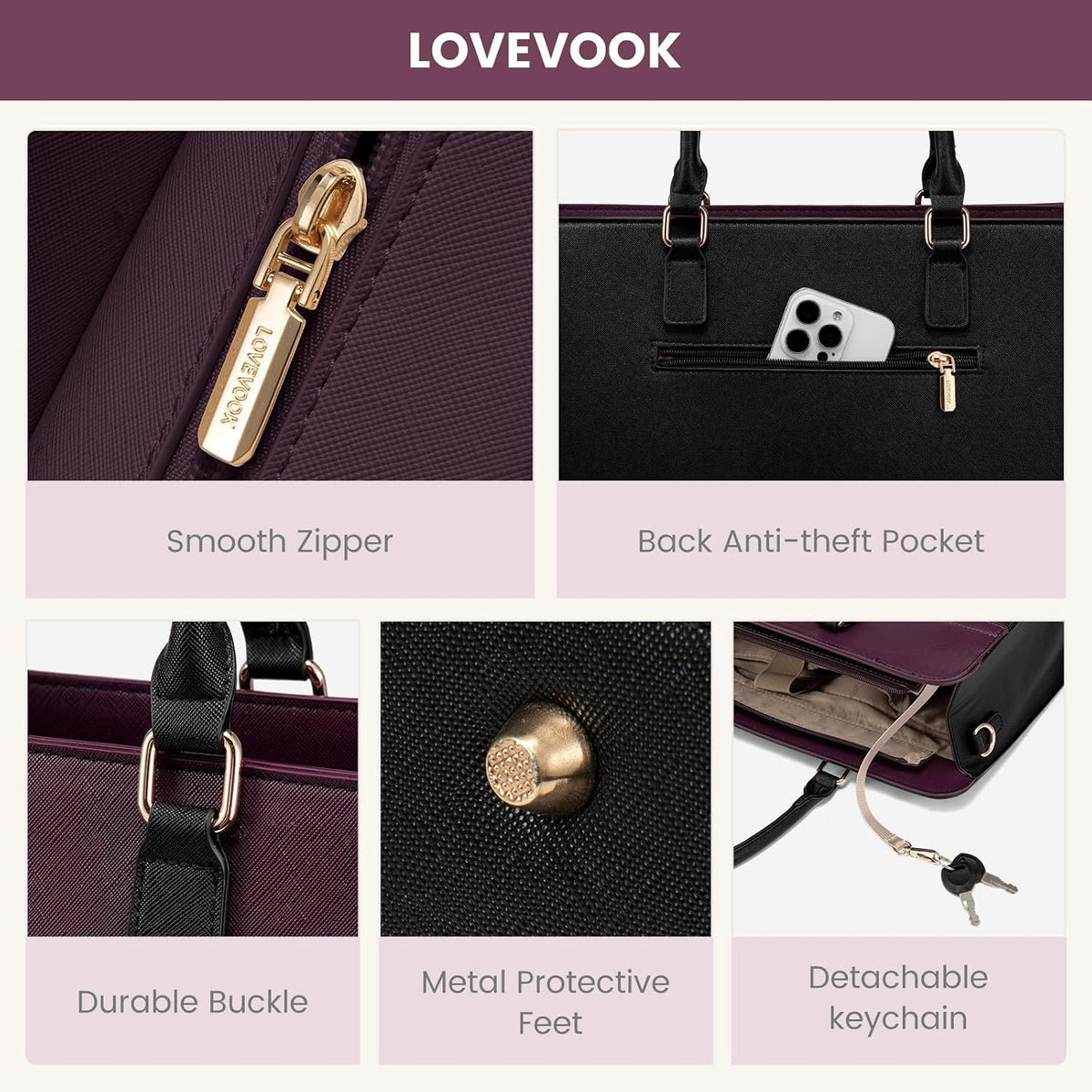 LOVEVOOK Bolsa Tote para Laptop para Mujeres, Bolsa de Trabajo de C...