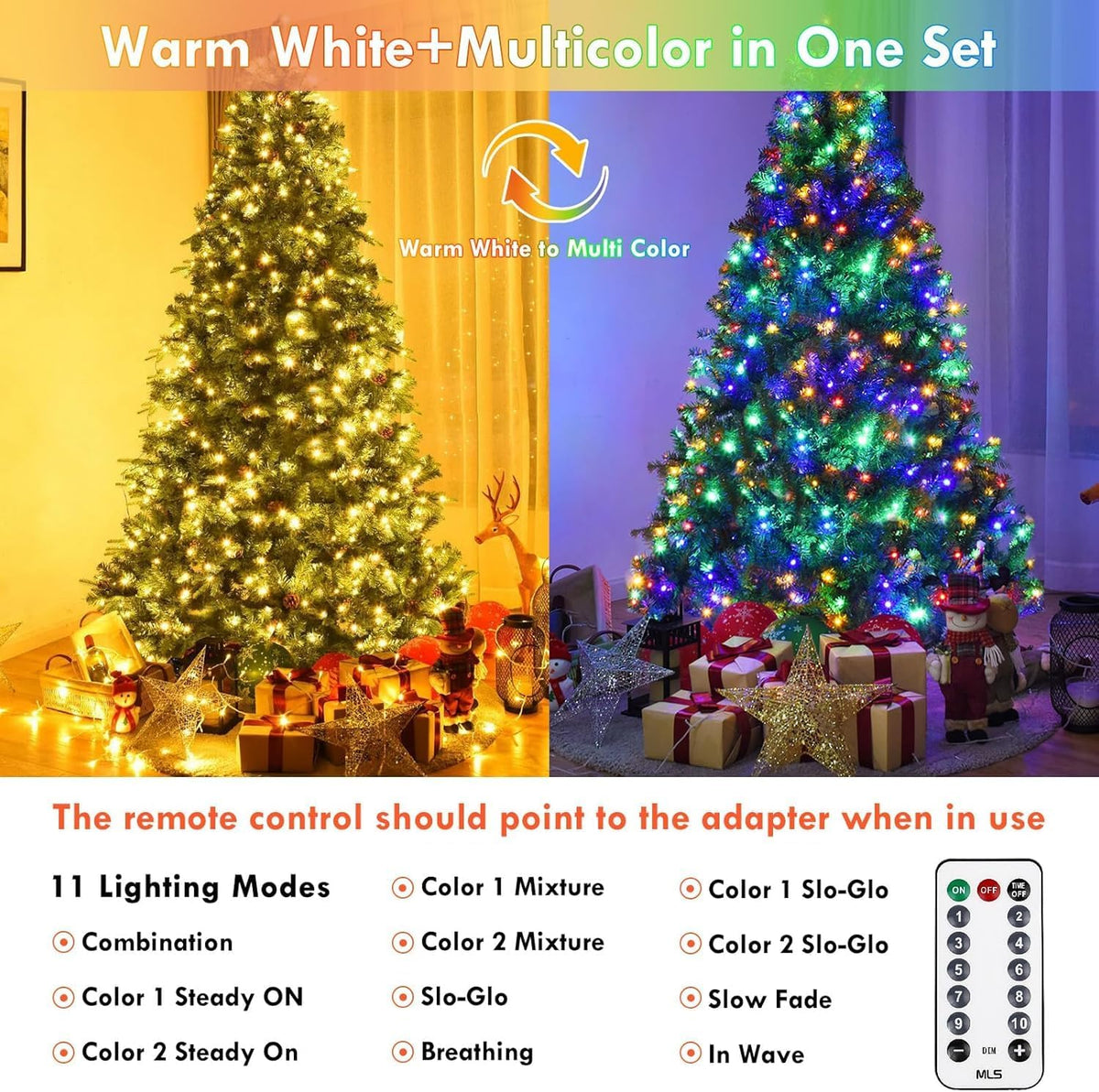 Guirnalda de 100 luces LED conectables con control remoto, blanco c...
