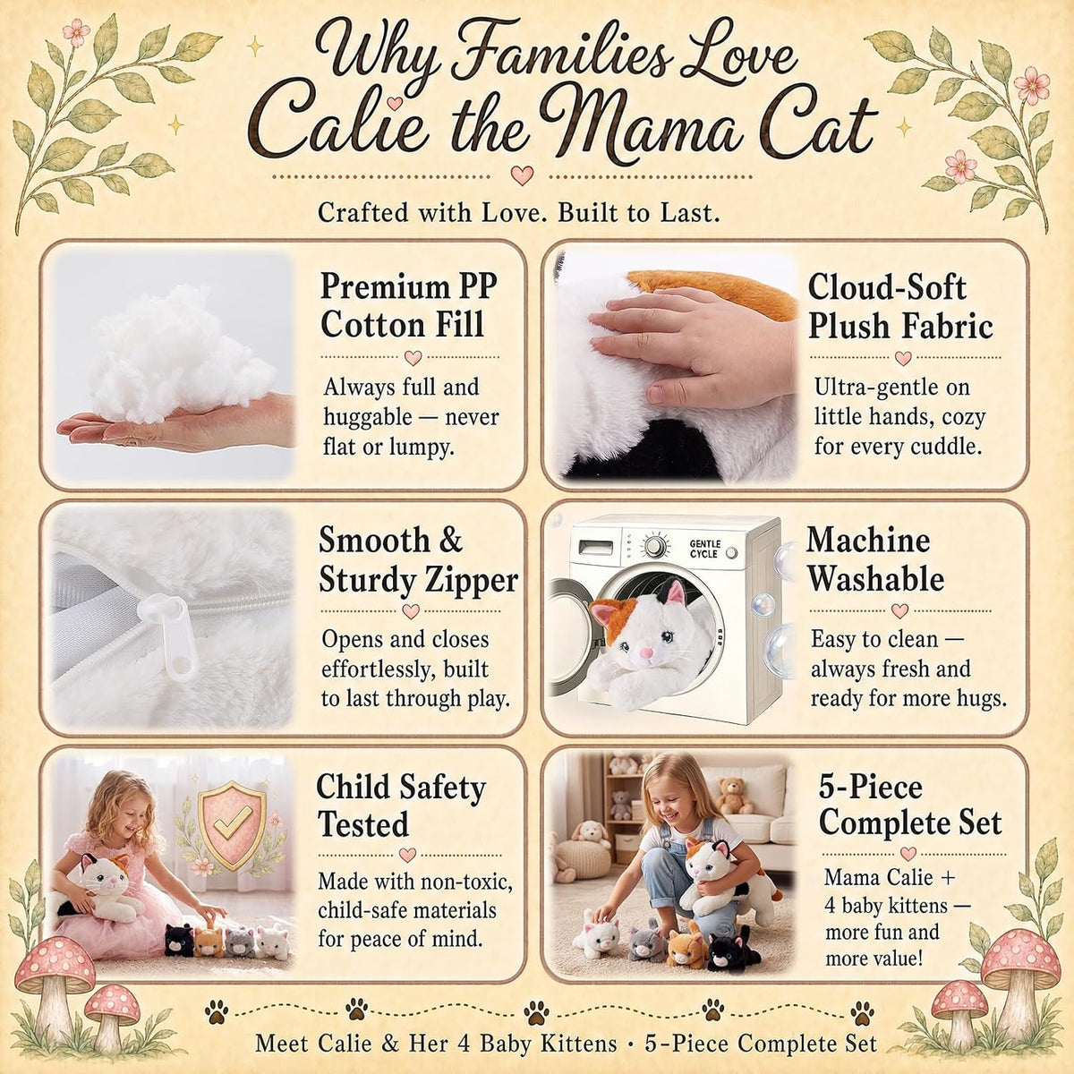 gnomantic 5 Piezas de Animales de Peluche de Gato con Bebés Dentro...
