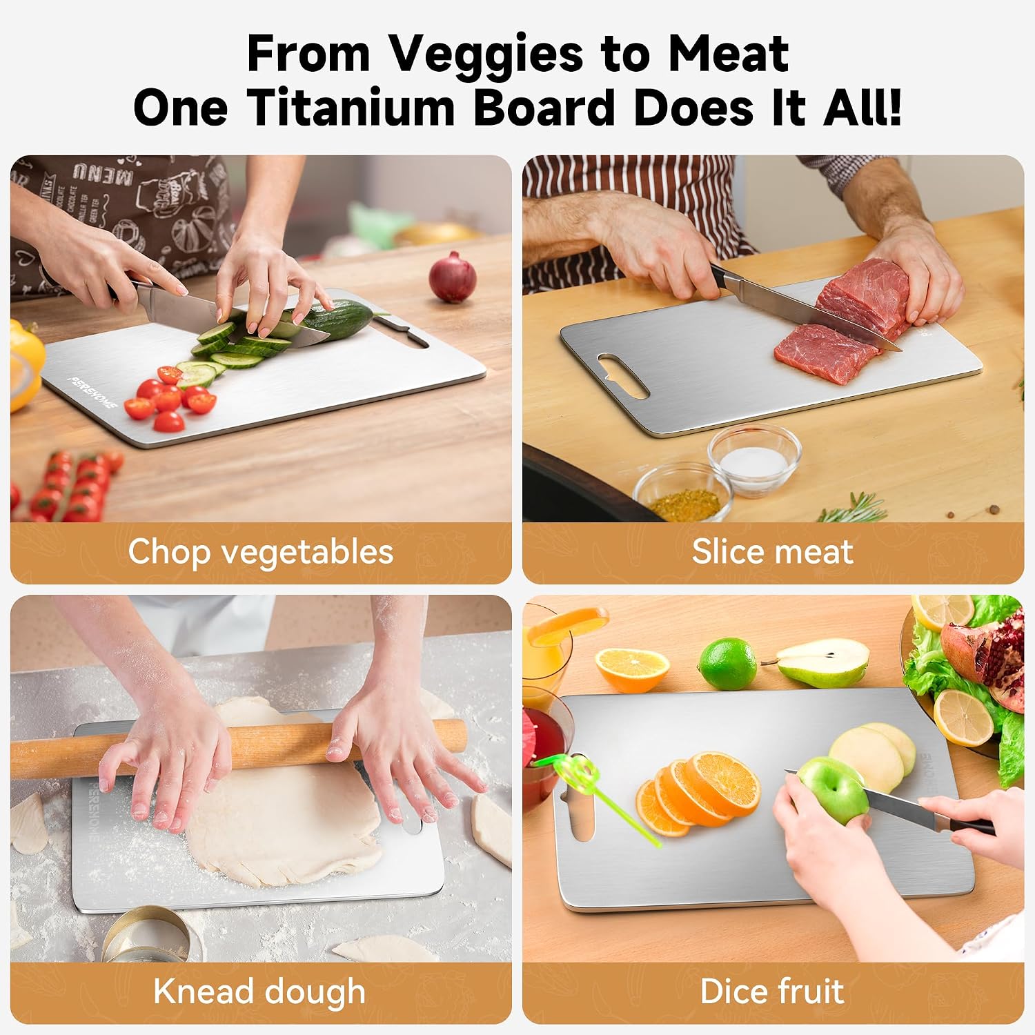 Juego de 3 tablas de cortar de titanio para cocina, tabla de cortar...