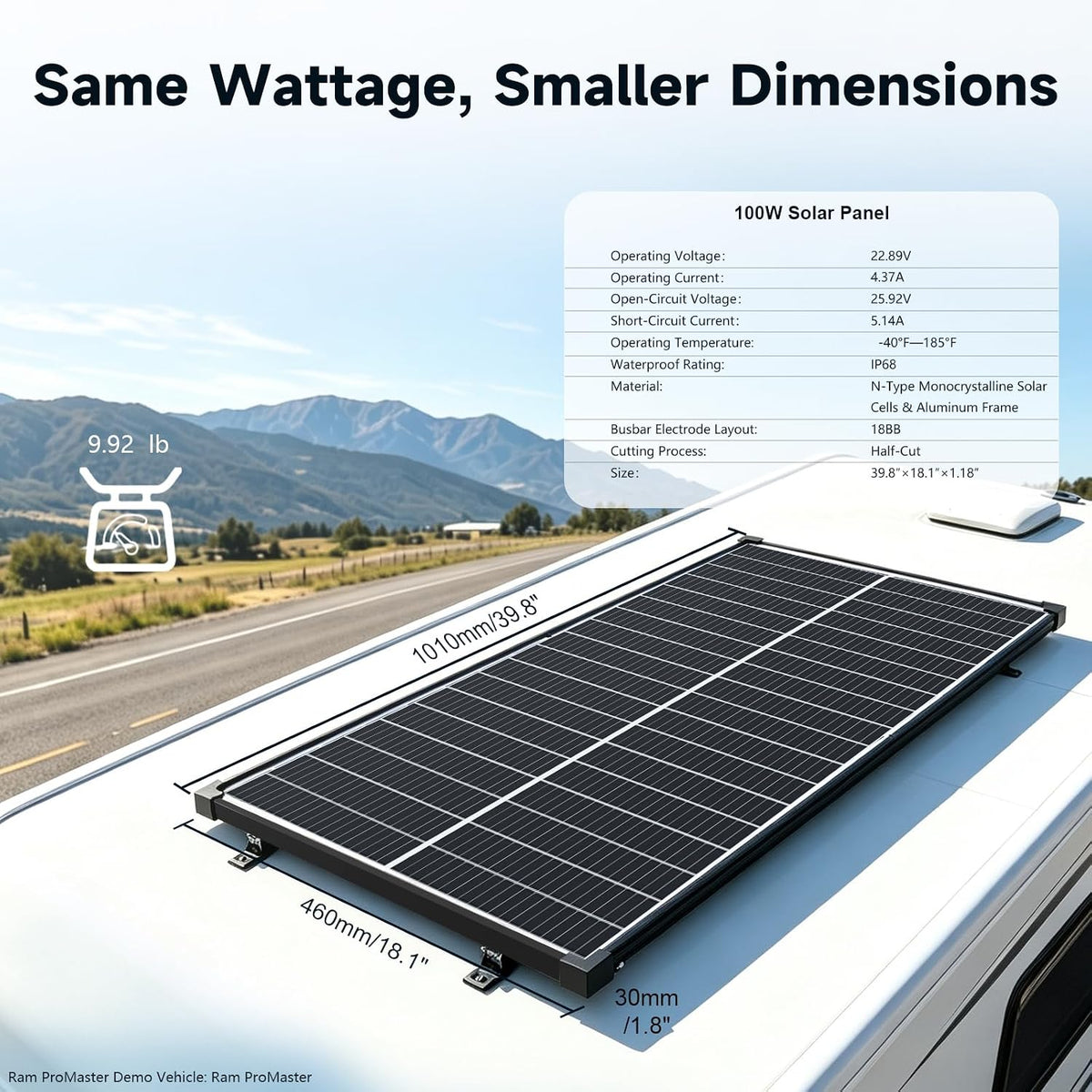 Panel Solar Bifacial 100W 25% Alta Eficiencia N\u2011Tipo 18BB Sold...
