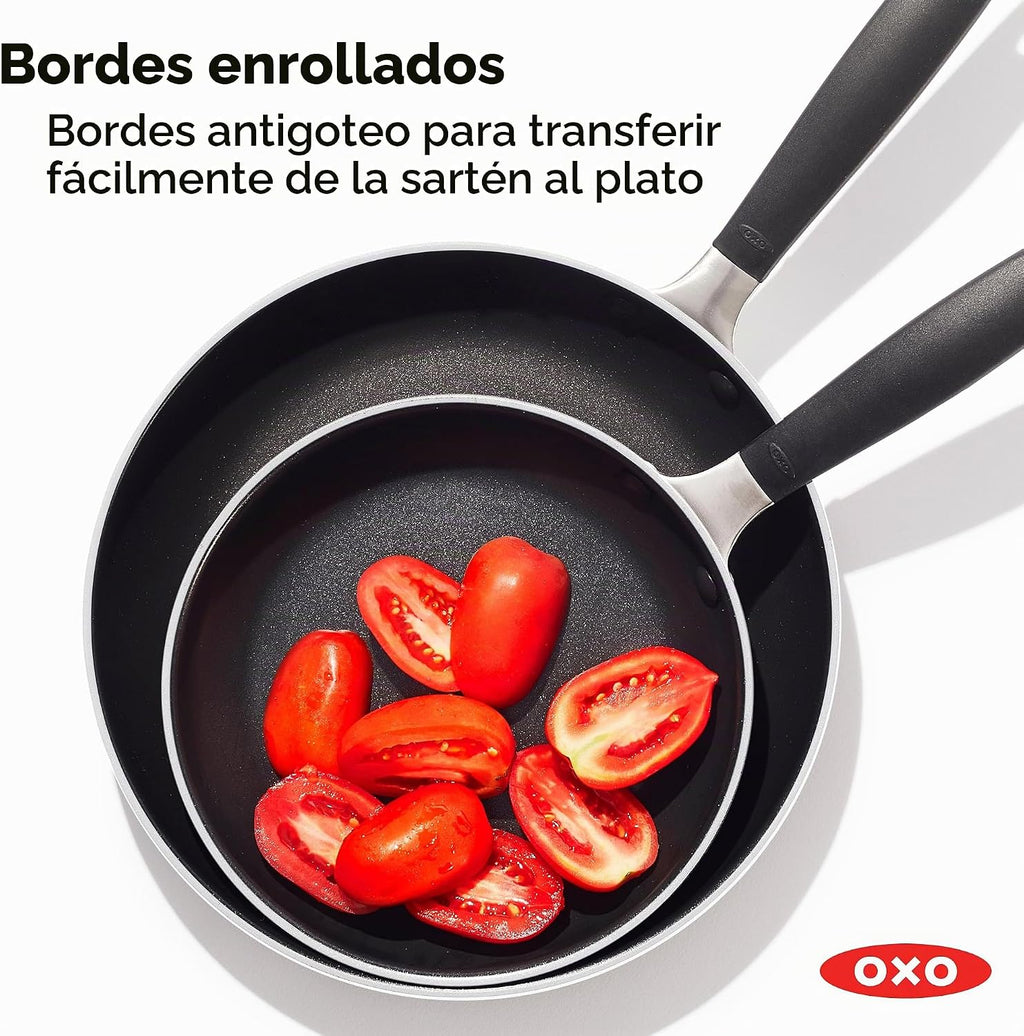 OXO - Juego de sartenes antiadherentes de todos los días, mangos de...