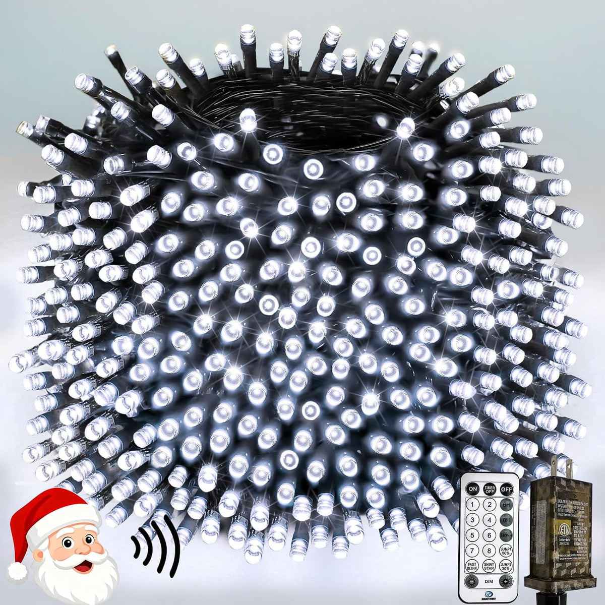 Luces de Navidad controladas por voz con control remoto, cadena de...