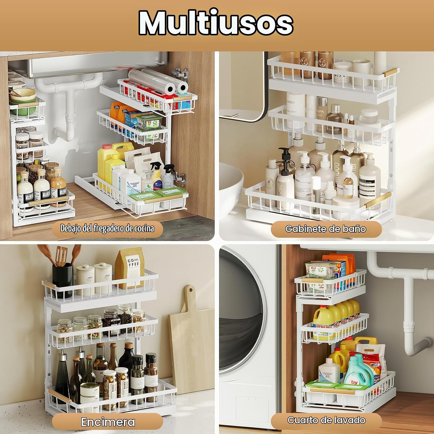 Aekenr Organizador y almacenamiento para debajo del fregadero para...