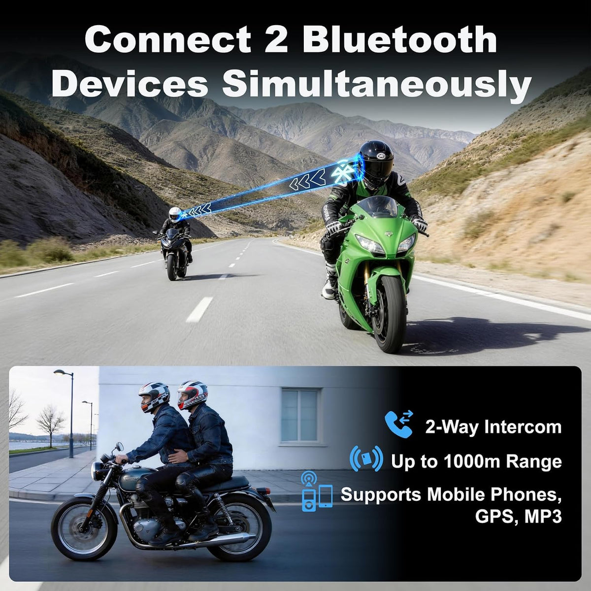 RideHaven Auriculares Bluetooth para casco de motocicleta, sistema...