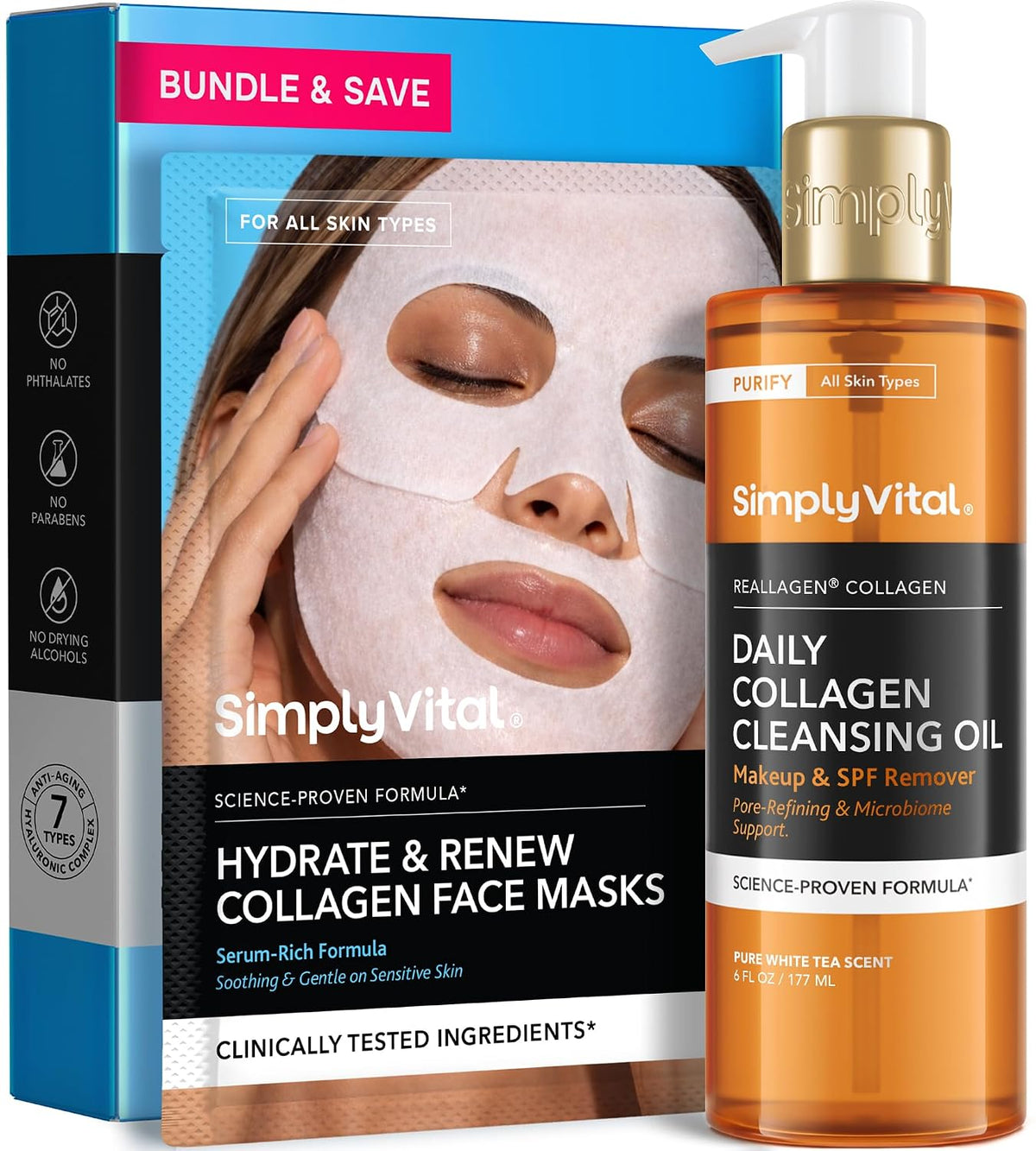 SimplyVital Paquete de mascarilla facial de aceite limpiador para l...