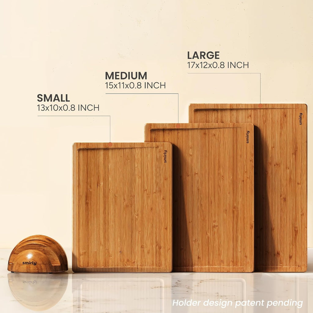 SMIRLY Tabla de cortar de madera para cocina, juego de tablas de co...