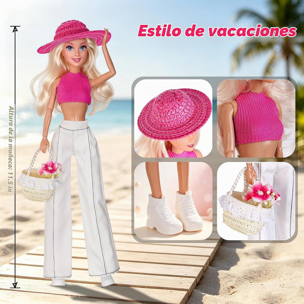 iBayda Paquete de 4 muñecas de juguete americano de moda de 11.5 pu...
