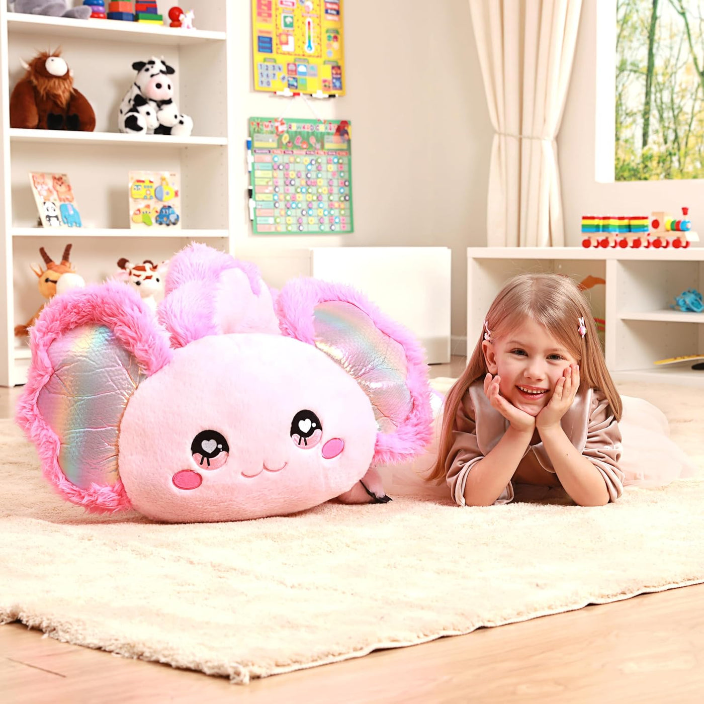 IKASA Juguetes de peluche de axolotl gigante, juguetes grandes y su...