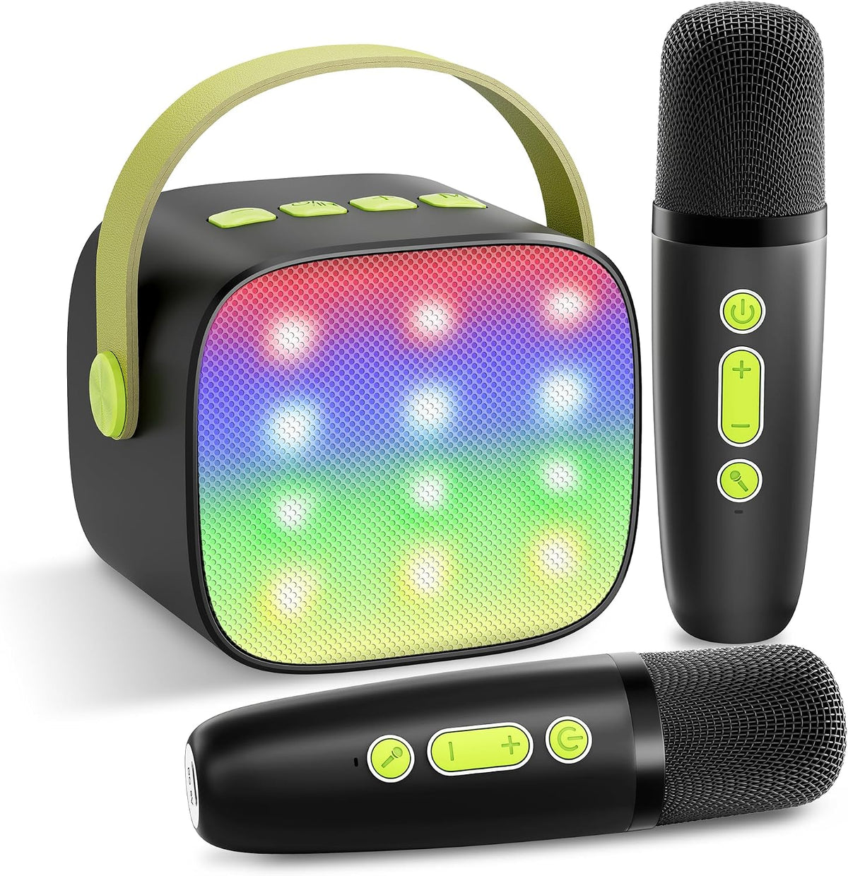 YLL Mini Máquina de Karaoke con 2 Micrófonos Inalámbricos, MEJORES...