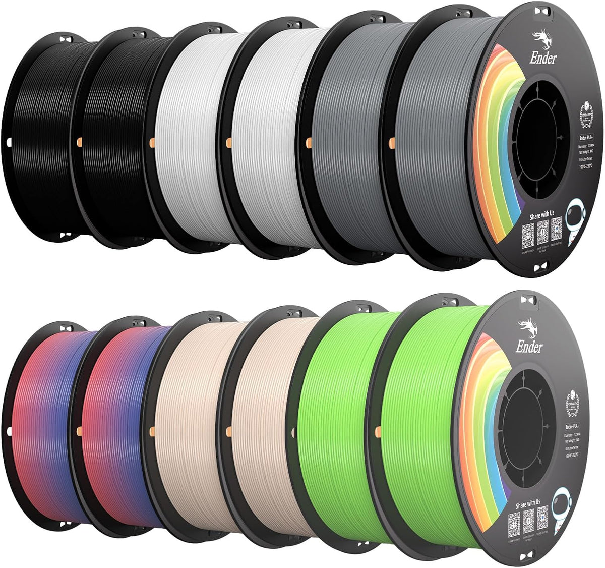 Creality Filamento para impresora 3D PLA+ de 0.07 in, multicolor, p...