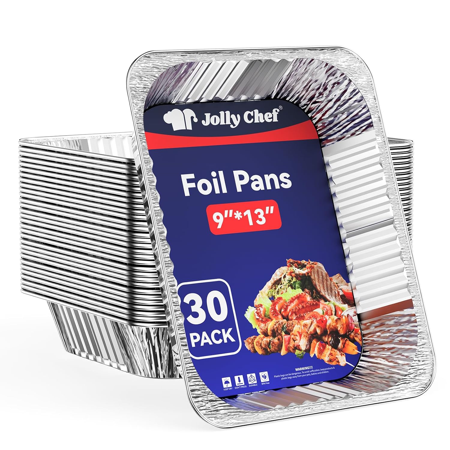 JOLLY CHEF - Sartenes de aluminio de 9 x 13 pulgadas (paquete de 30...