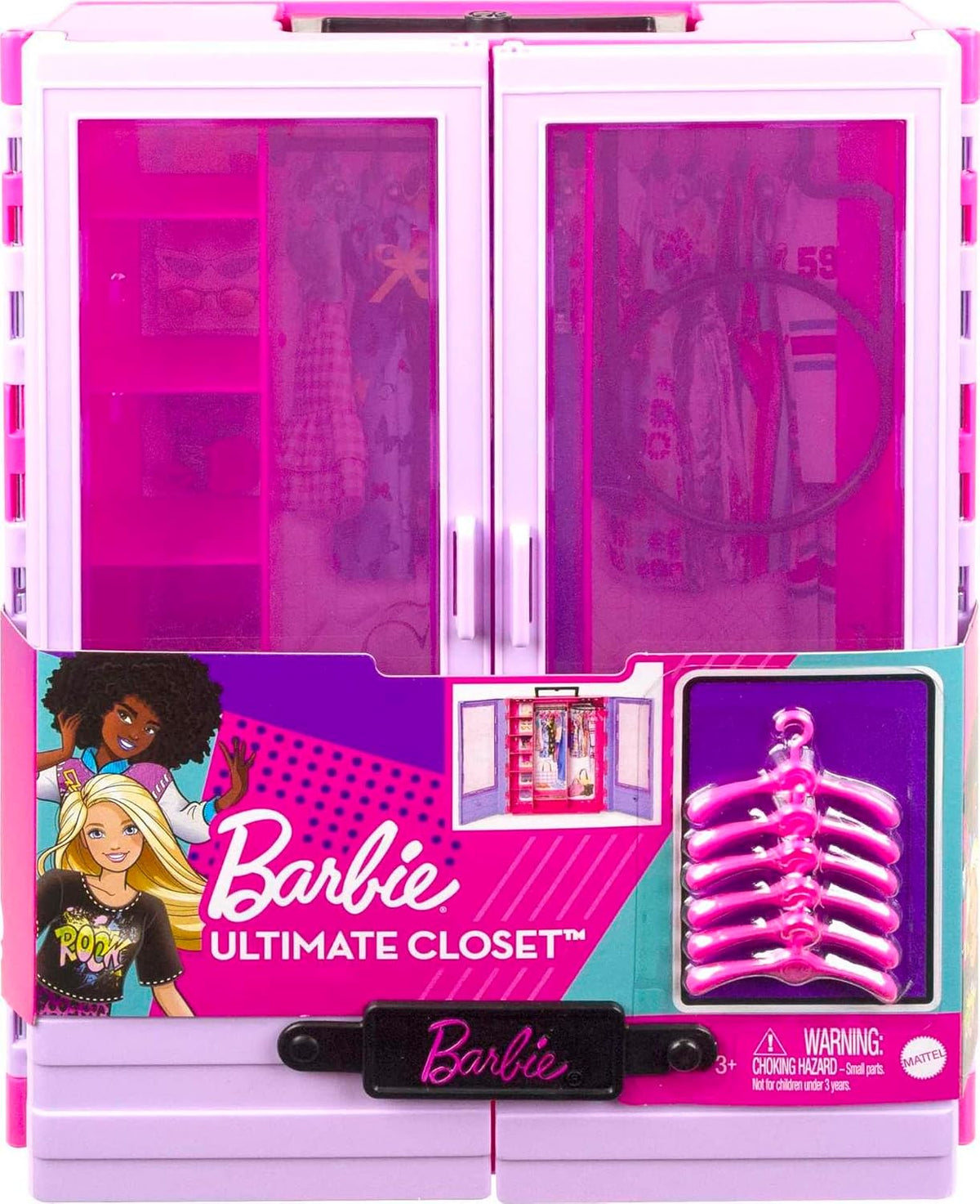 Armario para Barbie con 6 hangares, accesorios con puertas translúc...