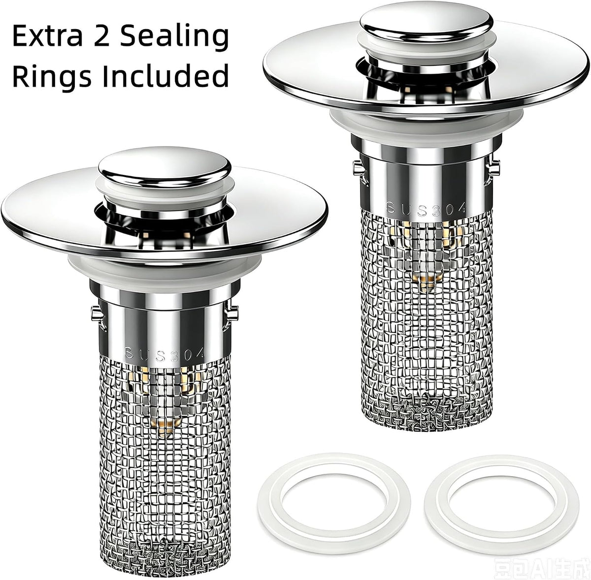 Paquete de 2 tapones universales de drenaje para fregadero de baño,...