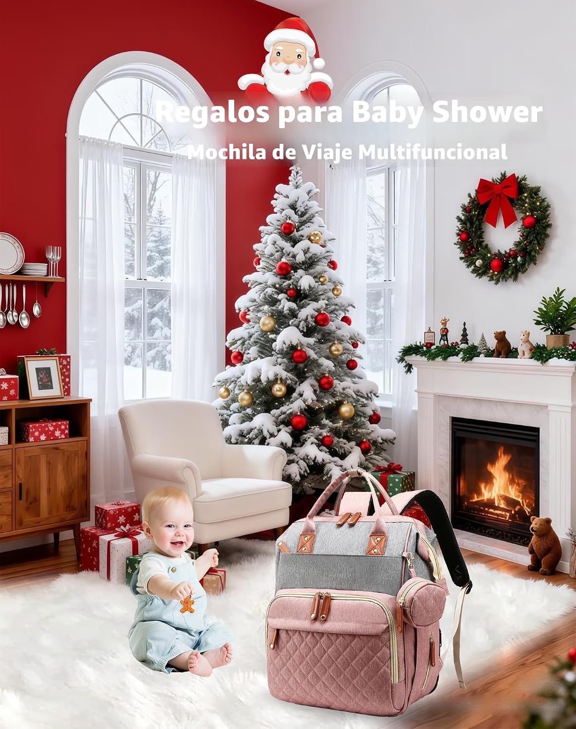 Lamroro Bolsa de pañales con cambiador, mochila impermeable 3 en 1...