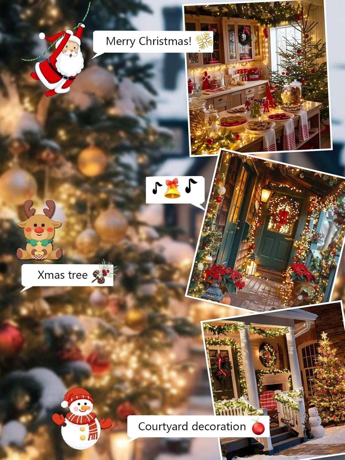 Guirnalda de luces navideñas de 800 LED, 264 pies, controladas por...
