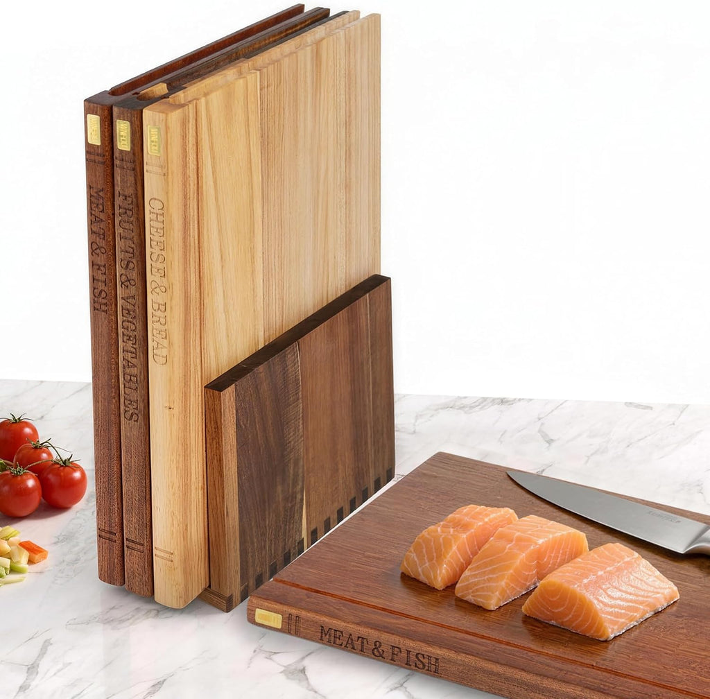 Juego de tablas de cortar en forma de libro con soporte, 3 tablas d...