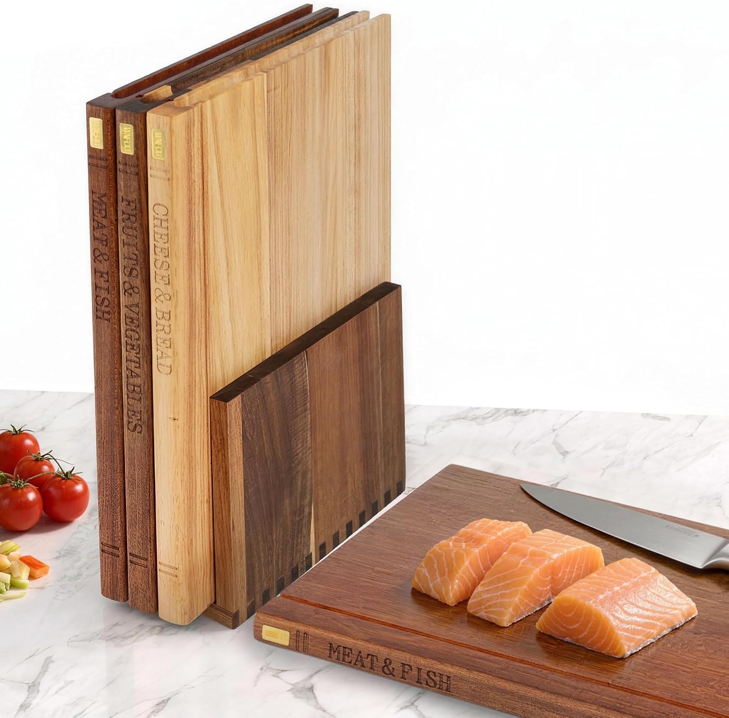 Juego de tablas de cortar en forma de libro con soporte, 3 tablas d...