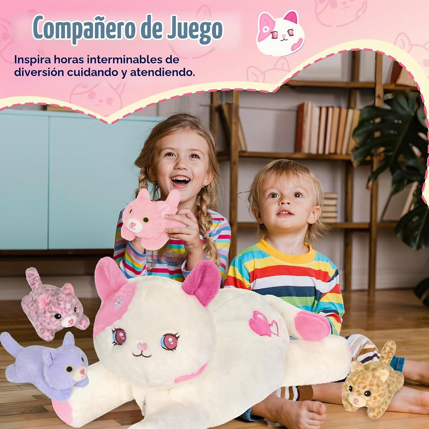 Onsoyours Peluche de gato original de 5 piezas con bebés en el inte...